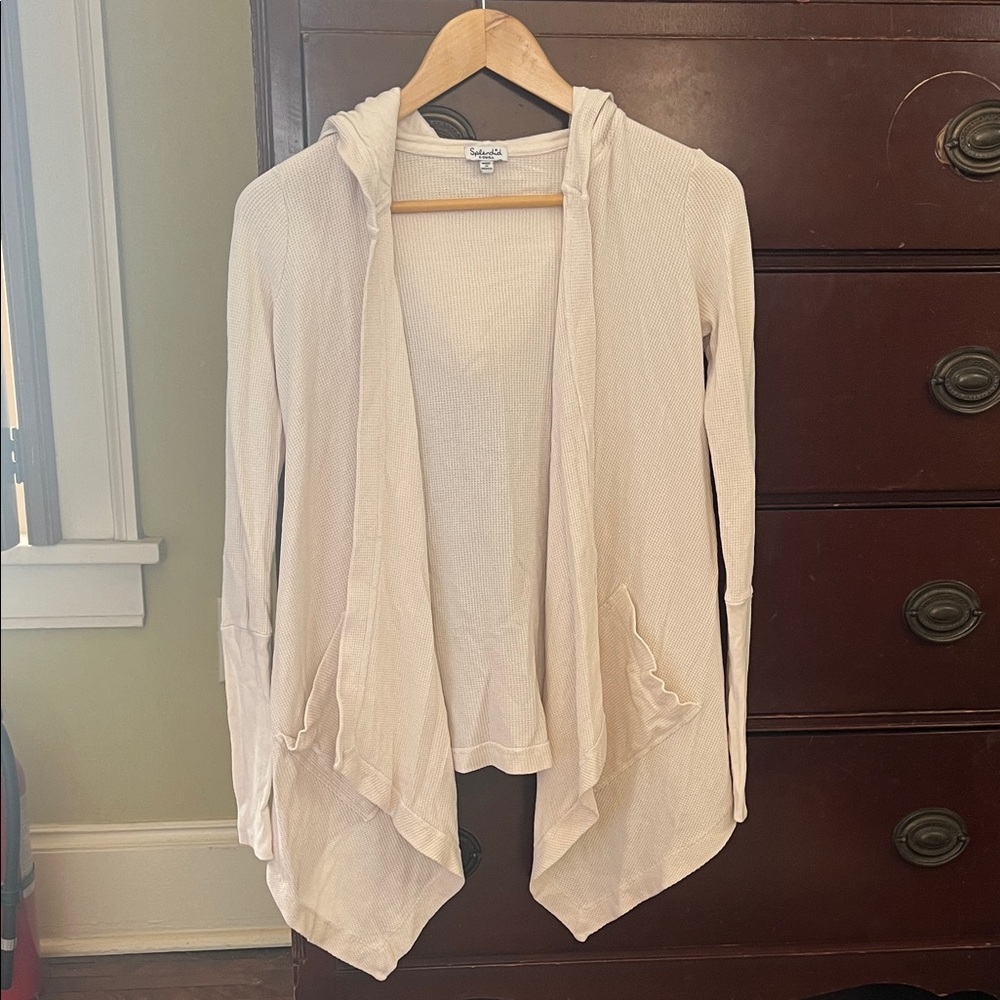 Splendid Cream Hooded Cardigan